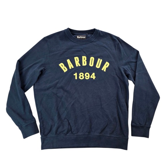 Barbour John Crew Navy Blue Sweatshirt Cotton Blend Graphic Pullover Men's Large - Picture 1 of 8